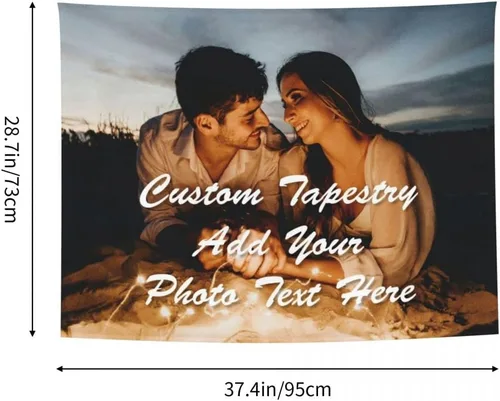 Vista 4 de Moreglee Tapiz personalizado con fotos, texto, tapiz personalizado, regalos personalizados para mujeres y hombres (37 x 29 pulgadas)