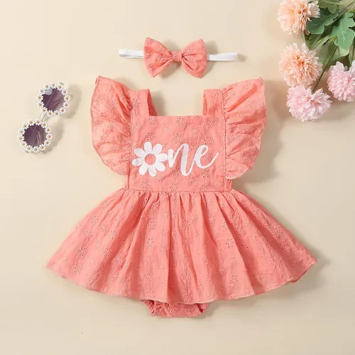 Vista 2 de Overol de princesa para recién nacido, vestido de cumpleaños, de malla, elegante, sin mangas, vestido de tul, diadema