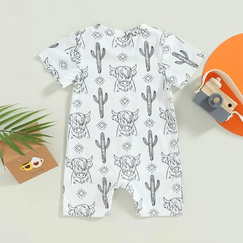 Vista 2 de KOSUSANILL Traje de verano de una pieza para bebé y niña, ropa de manga corta para vacacactus