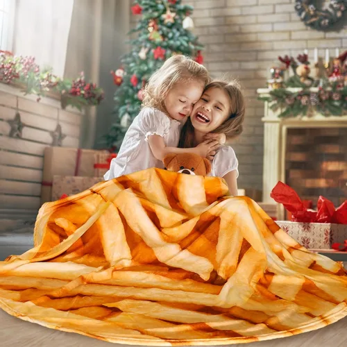 Vista 3 de Excervent Manta de papas fritas realista, 300 GSM, manta de comida divertida y realista, manta de franela súper suave, 60 pulgadas