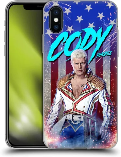 Vista 32 de Head Case Designs Funda de gel suave con licencia oficial de la WWE American Nightmare Flag Cody Rhodes Graphics compatible con Apple iPhone 7