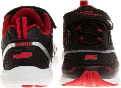 Vista 3 de Disney Pixar Cars - Tenis con luz negra y roja para niños pequeños