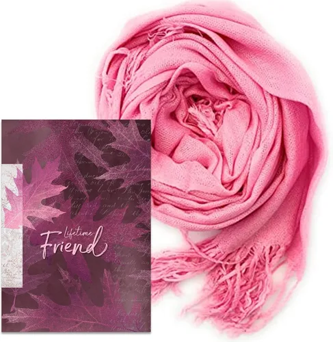 Vista 7 de Smiling Wisdom - NUEVO - Amistad - Reason Season Lifetime Friend Tarjeta de felicitación y bufanda Set de regalo - Best Friend Women BFF (Fuchsia)