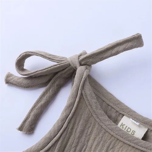 Vista 5 de Mameluco de lino y algodón para bebé niña con lazo de encaje, 1 pieza, ropa para bebé (verde, 6-12 meses)