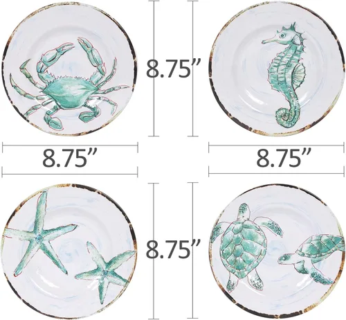 Vista 2 de Juego de 4 platos de ensalada de melamina, platos de ensalada/postre para uso en exteriores e interiores, inastillables, sin BPA, aptos