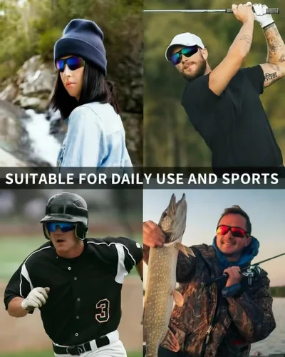 Vista 5 de Lentes de sol polarizados deportivos para hombres y mujeres, protección UV400 para correr, ciclismo, pesca, senderismo, TR90