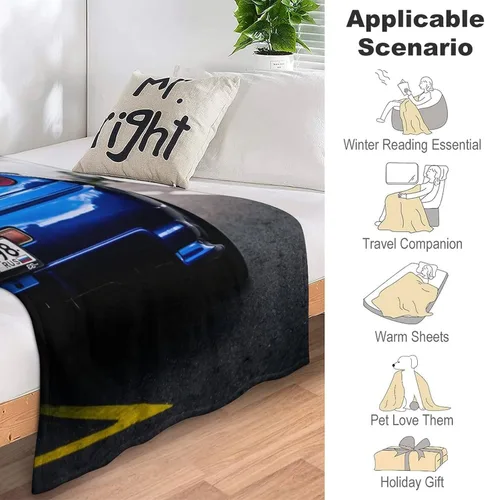 Vista 6 de R34 2000 Skyline - Manta de carretera azul de franela súper suave, ligera, refrescante, para niños y niñas, ropa de cama suave de franela de 40 x 50