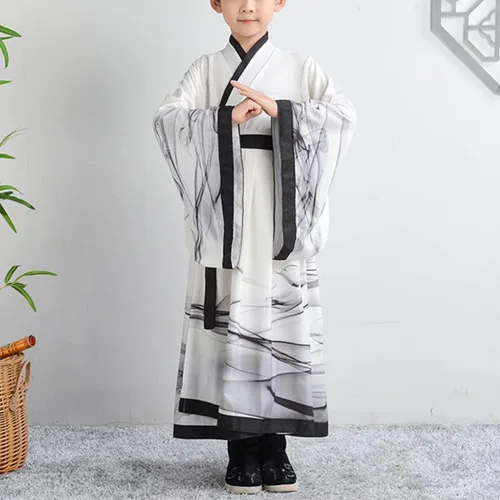 Vista 2 de Disfraz tradicional chino de manga ancha para niños y niñas de Hanfu
