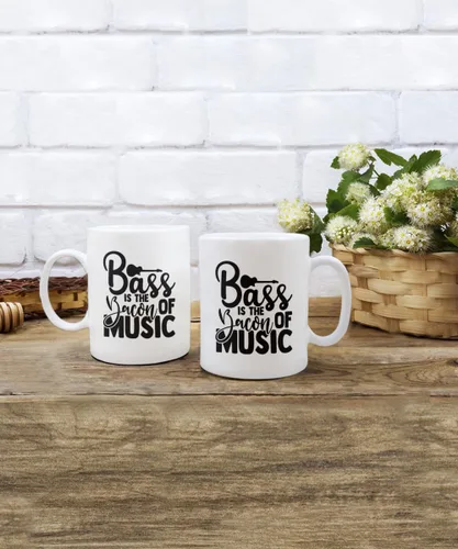 Vista 4 de Taza Bass Is The Bacon Of Music, regalo para amantes de la música, taza de café bajo y tocino, taza favorita del jugador de bajo, idea de regalo