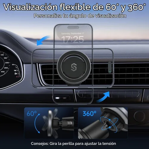 Vista 3 de SYNCWIRE Soporte de Coche para MagSafe, Soporte Magnético de Teléfono con Rotación Flexible para Ventilación de Coche, Soporte de Teléfono con Clip