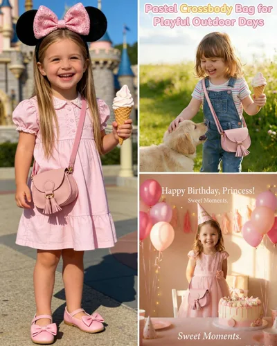 Vista 8 de JUMISEE Mini bolso bandolera con borla para niños y niñas pequeños