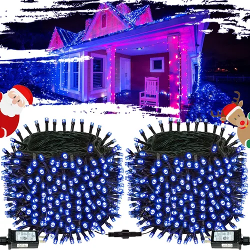 Vista 11 de OZS Guirnalda de luces de Navidad conectables rojas y blancas, paquete de 2 luces de Navidad de 164 pies en total de 400 LED para Rojo y blanco