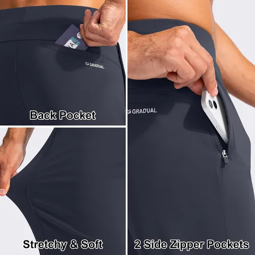 Vista 5 de G Gradual Pantalones deportivos de golf para hombre con bolsillos con cremallera, pantalones elásticos ajustados para correr, para hombre