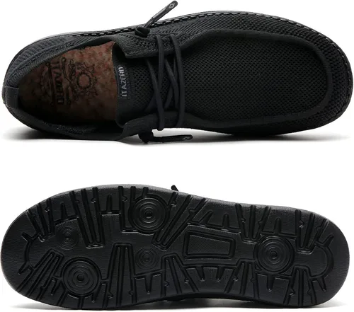 Vista 4 de ITAZERO Zapatos anchos para hombre, zapatos anchos casuales para caminar para hombres grandes y altos, mocasines y zapatos sin cordones