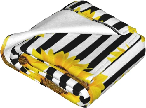 Vista 4 de Manta de girasol, suave, cálida, ligera, acogedora manta de felpa para cama, sofá, oficina, decoración de regalos para niños y mujeres, 80 x 60