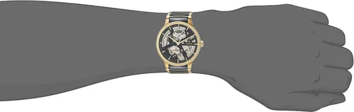 Vista 2 de Rado Reloj automático suizo Centrix de acero inoxidable para hombre 2 tonos negro y dorado Reloj automático