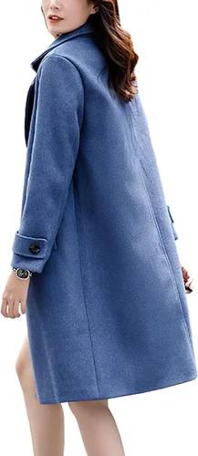 Vista 2 de chouyatou Esencial - Abrigo de lana para mujer, elegante, doble botonadura