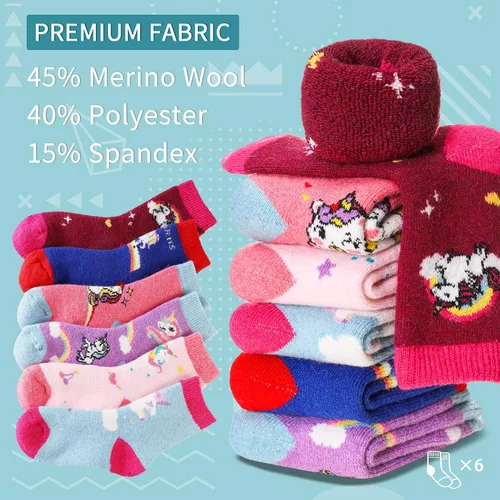 Vista 44 de Eocom 6 pares de calcetines de invierno cálidos de lana para niños y niñas