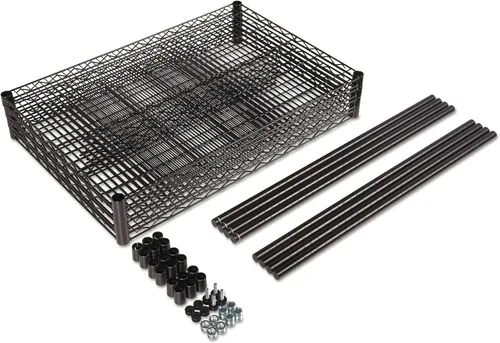 Vista 4 de Alera ALE - Kit de iniciación de estantería de alambre industrial resistente, 4 estantes, 48 pulgadas de ancho x 24 pulgadas de profundidad x 72