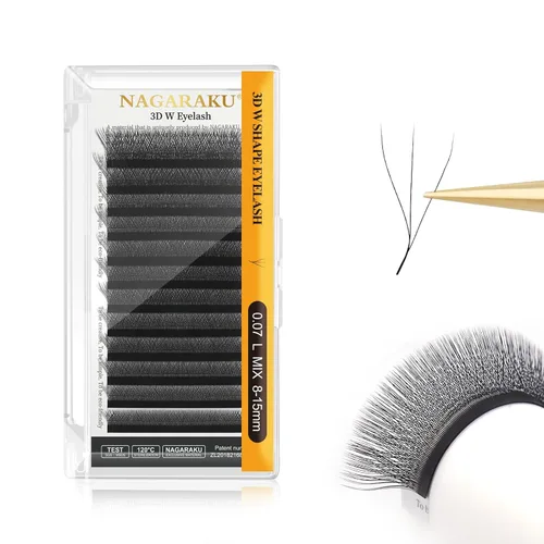 Vista 109 de NAGARAKU Extensiones de pestañas prefabricadas en abanico 3D W 0.05 C 0.315 0.05-C 3D W