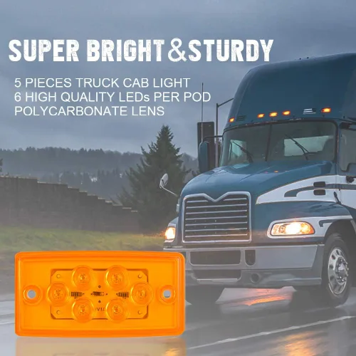 Vista 4 de nifeida Freightliner - 5 luces LED de cabina de 6 luces LED ámbar para techo, impermeables, compatibles con Volvo/Freightliner, remolque, camiones