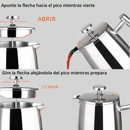 Vista 5 de Secura Cafetera de prensa francesa, 17 onzas, prensa de café aislada de acero inoxidable 304 con pantalla adicional