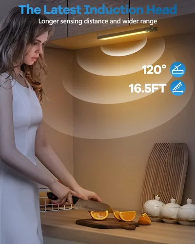Vista 3 de HIBOITEC 65 luces LED con sensor de movimiento para interiores, 3 temperaturas de color, 1 paquete de iluminación regulable debajo del gabinete