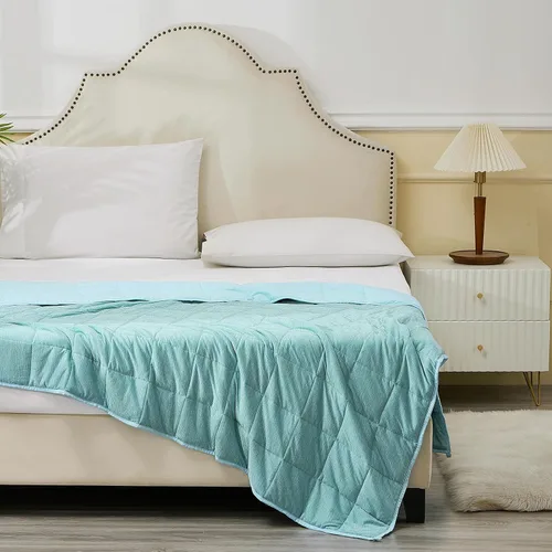 Vista 8 de Manta con peso para niños, de 40 x 60 pulgadas, manta refrescante de 5 libras para dormir, manta de material suave con cuentas de vidrio de primera