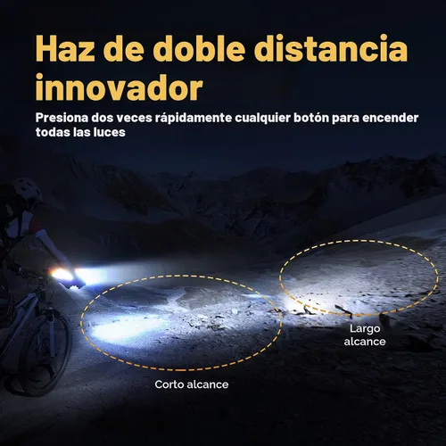 Vista 2 de Luz frontal para bicicleta, súper brillante, 1500 lúmenes, recargable por USB, con IP65 impermeable y 13 modos de iluminación, luz de bicicleta