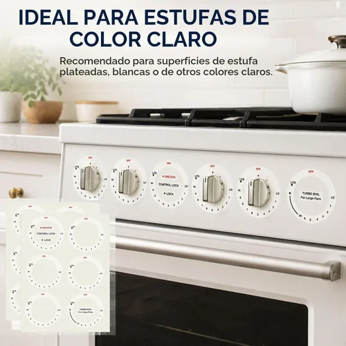 Vista 8 de 12 unidades de calcomanías para estufa, placa de cocina, parte superior de horno, perilla adhesiva de repuesto para horno, símbolo de perilla