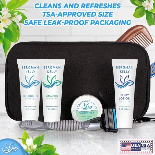 Vista 5 de BERGMAN KELLY - Loción de tamaño de viaje - 1 fl oz, 50 unidades, té blanco - Deleita a tus invitados con una loción corporal vigorizante