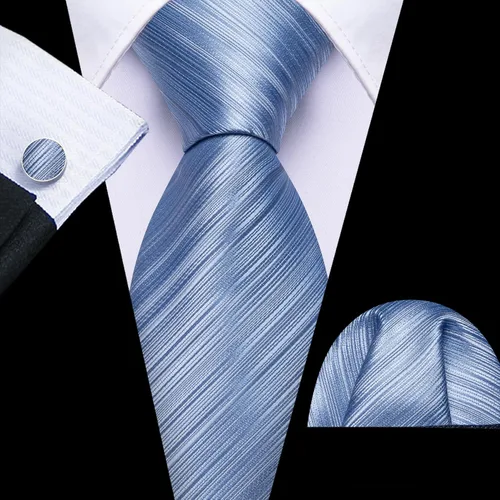 Vista 32 de Barry.Wang Juego de corbatas para hombre, corbata de seda a rayas, tejido a cuadros, gemelos formales, negocios, boda