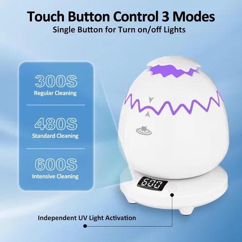 Vista 4 de Limpiador ultrasónico de retenedores para dentaduras, cápsula de limpieza dental con temporizador digital, 45 kHz/6.1 fl oz, limpiadores