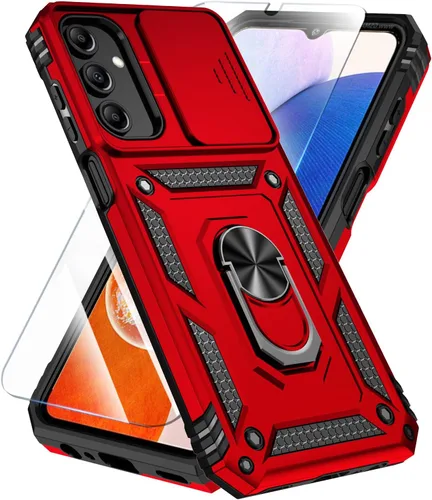 Vista 25 de SunStory Funda compatible con Samsung Galaxy A17 5G con protector de pantalla HD, cubierta de cámara deslizante y soporte de anillo giratorio, a