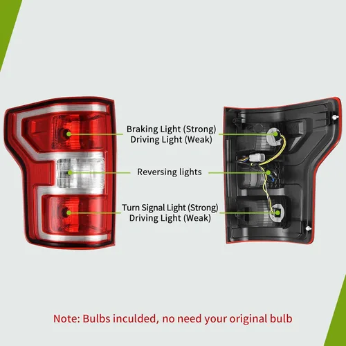 Vista 2 de AUTOSAVER88 Conjunto de Luz Trasera Compatible con 18 19 20 2018 2019 2020 Ford F150 F-150 Halógeno Reemplazo OE con Bombillas y Arnés Luz Trasera