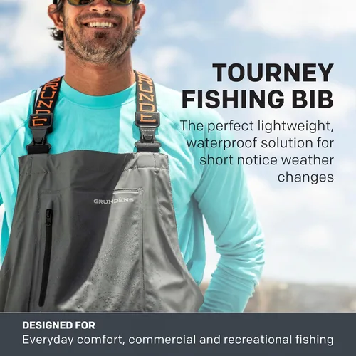 Vista 2 de Grundens Tourney Bib - Pantalones de pesca para hombre, duraderos, impermeables
