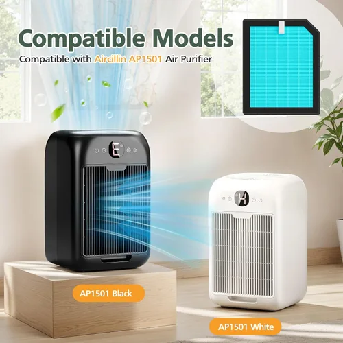 Vista 2 de Paquete de 6 filtros de repuesto AP1501 compatibles con purificador de aire Aircillin AP1501 para habitación grande del hogar, filtro HEPA verdadero