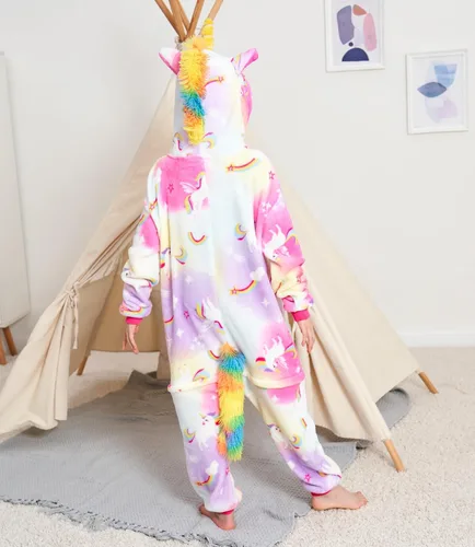 Vista 5 de Cos Time Pijama de una pieza de unicornio para niños, disfraz de Halloween