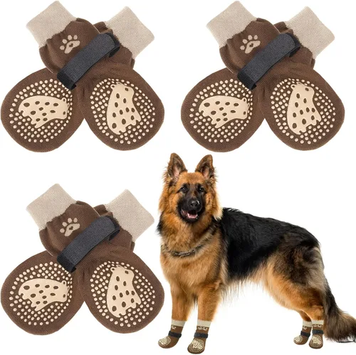 Vista 36 de SCENEREAL 6 piezas de calcetines antideslizantes para perros para prevenir lamido de patas para pavimento caliente/frío, calcetines de agarre