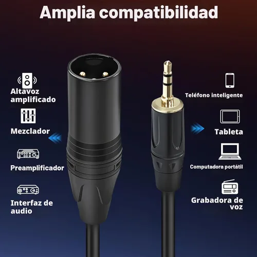 Vista 6 de Cyberguys! Cable de 0.138 in a XLR, cable de audio macho de 1/8 a XLR, conector TRS Jack, niquelado con chaqueta de PVC, cable equilibrado