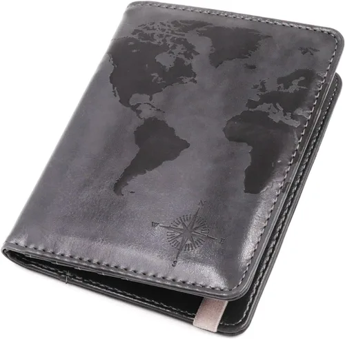 Vista 10 de Kandouren - Funda para pasaporte con bloqueo RFID, cartera para pasaporte para hombres y mujeres, el mejor regalo para viajeros, tarjetas de crédito