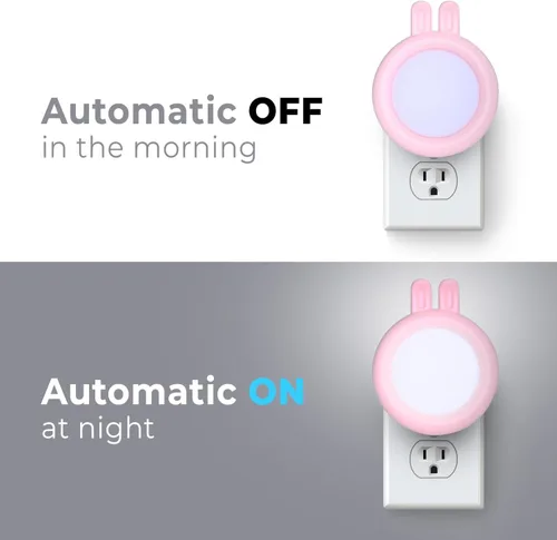 Vista 3 de SATONA Luz nocturna de conejo, bonita luz nocturna LED de conejo para habitaciones de niños, pasillos y decoración de fiestas, diseño de pared Rosa