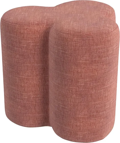 Vista 17 de HomePop Otomana redonda tapizada de piel sintética (sin tapa, solo asiento) HomePop Decoración para el hogar Pouf redondo para reposapiés – Piel