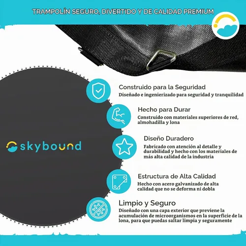 Vista 3 de SkyBound Tapete de repuesto para cama elástica para cama elástica, se adapta a marcos de 15 pies con herramienta de resorte y anillos en V