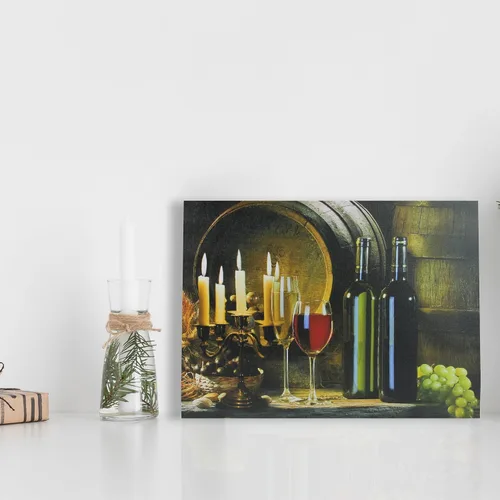 Vista 3 de Northlight Velas parpadeantes con luz LED y lienzo de vino para pared, 15.75 pulgadas, luces ámbar