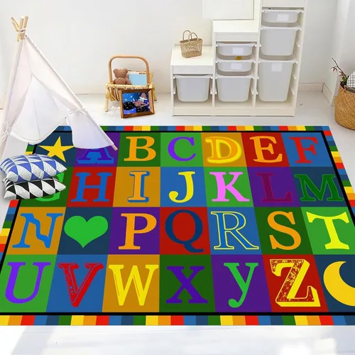 Vista 9 de ABC - Tapete de aprendizaje infantil de 2 x 3 pies, rectangular, antideslizante, lavable a máquina, para sala de estar, dormitorio, aula, cuarto