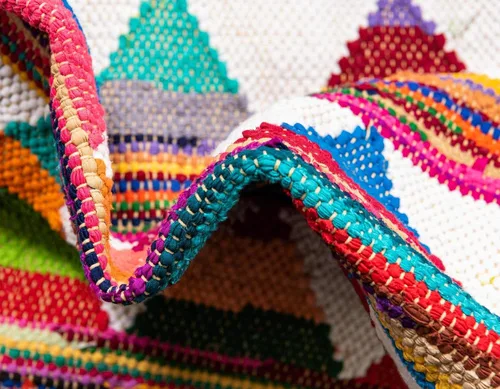 Vista 6 de Unique Loom Chindi Trellis Collection - Alfombra moderna, geométrica, colores brillantes, alfombra del suroeste