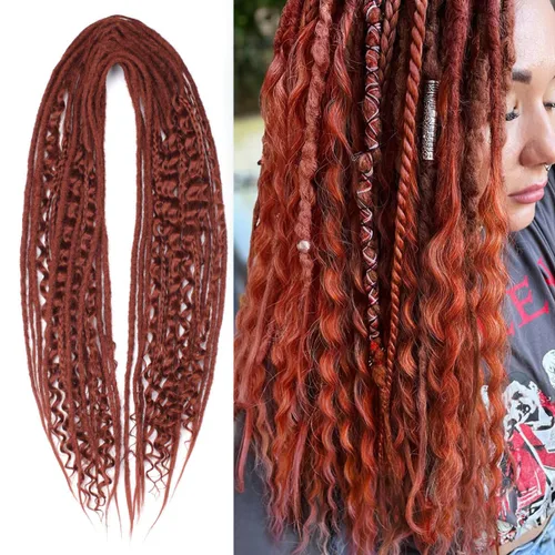 Vista 30 de Kraler Extensiones de Rastas Azules de Doble Extremo de 18 Pulgadas, 20 Hebras Sintéticas DE Extensiones de Rastas Hechas a Mano, Estilo de Rastas