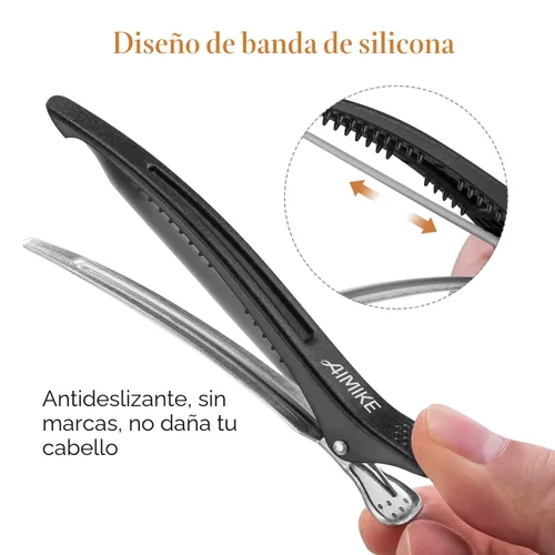 Vista 2 de AIMIKE Accesorios de peinado y seccionamiento del cabello, paquete de 12 pinzas de silicona antideslizantes para cabello grueso y fino, calidad