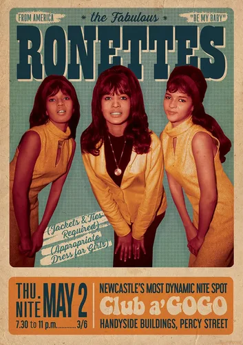 Vista 7 de AllPosters Póster de pared The Ronettes Club a go on Black Frame, 23x33
